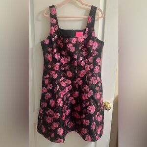 Lilly Pulitzer Black Dress with Pink Floral Jacquard